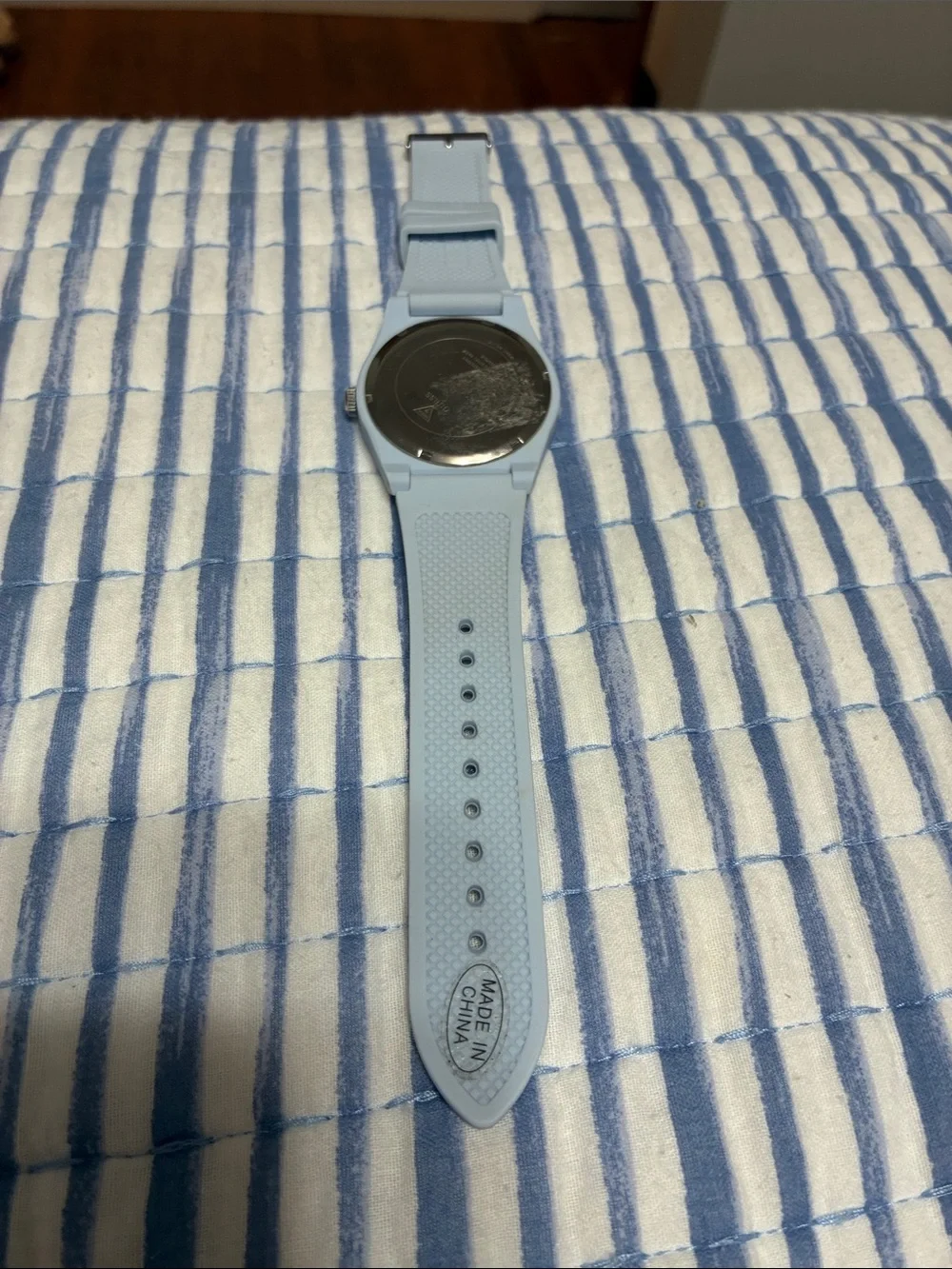 GUESS Light Gray Silicone Strap Watch with Silver Accents